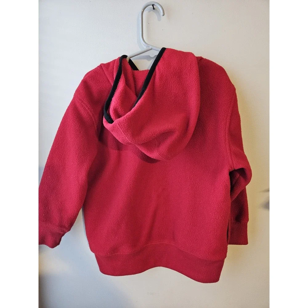 Old Navy Kids XS Red‎ Fleece Hoodie Y2K Style Embroidered Logo